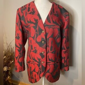 Vintage Ankaret Cresswell Wool Blazer Suit Coat Women's UK Size 14/ US 10-12 Red